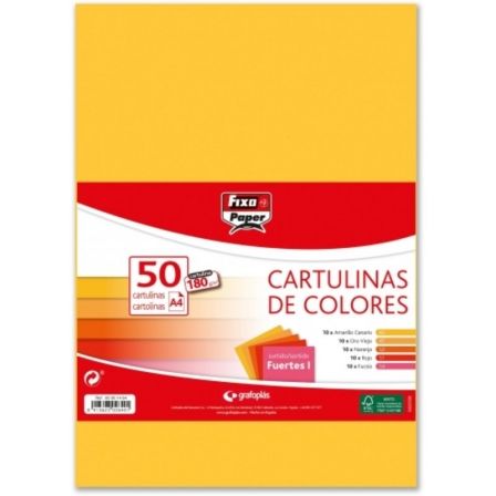Grafoplas Pack 50 Cartulinas Fixo Paper DIN A4 180g Colores Fuertes Grafoplas Pack 50 Cartulinas Fixo Paper DIN A4 180g Colores Fuertes